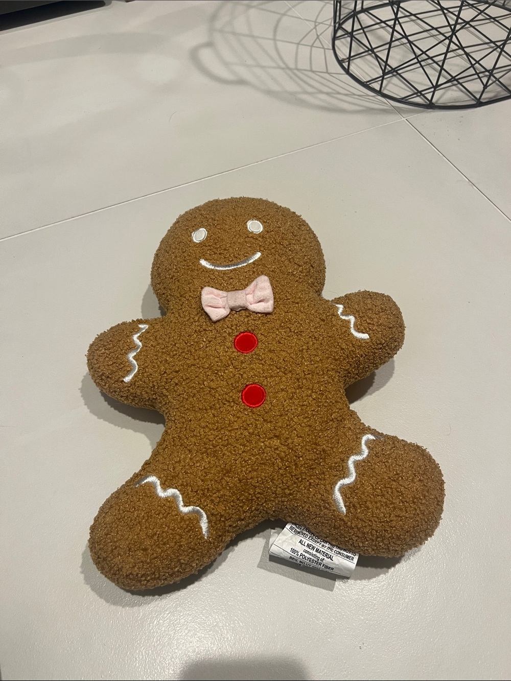 Target Gingerbread Plush Holiday Pillow in Brown with Pink Bow